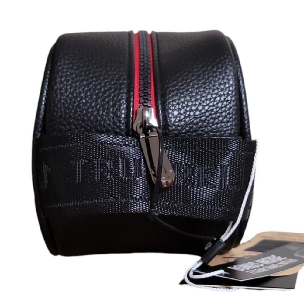 True Religion Travel Bag Dopp Kit Black Faux Leather Horseshoe Logo Shaving Kit - Picture 4 of 8